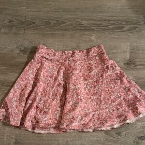 Floral Skater Skirt in Pink and White